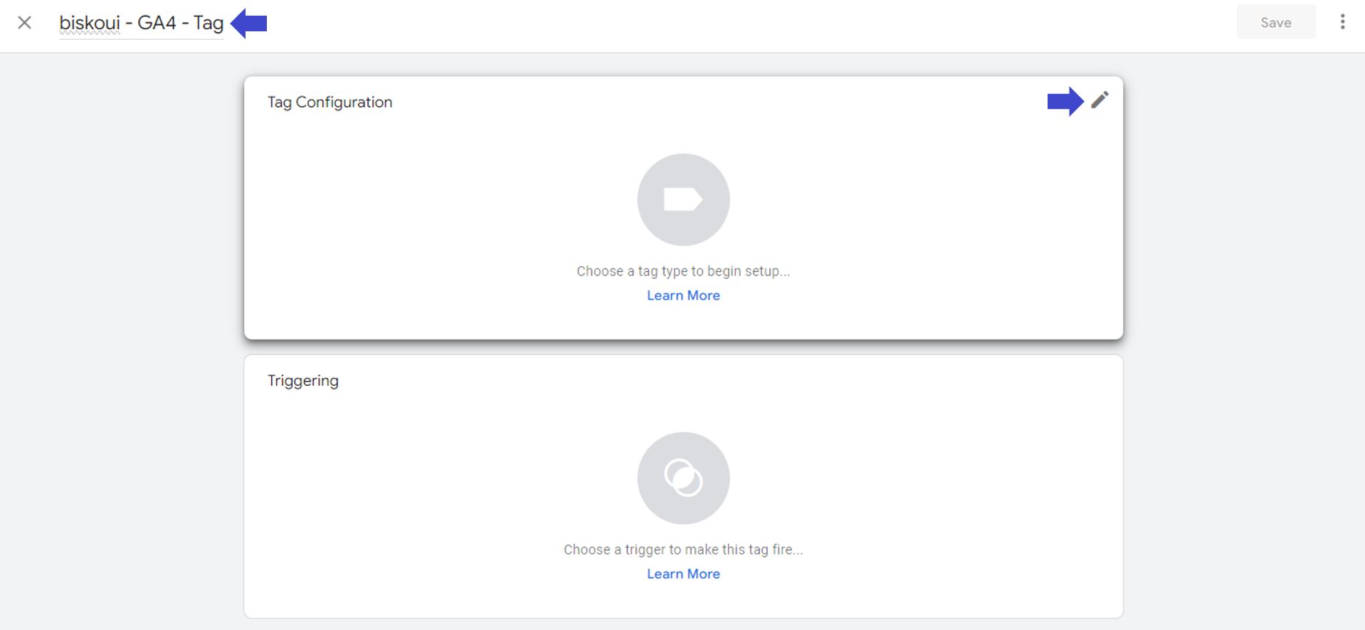 Configuration de la balise dans Google Tag Manager
